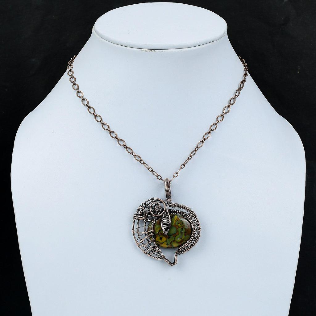 Fruit Jasper Pendant Copper Wire Wrapped Pendant Handmade Copper Jewelry Gemstone Pendant Wire Wrapped Fruit Jasper Jewelry Engagement Gift