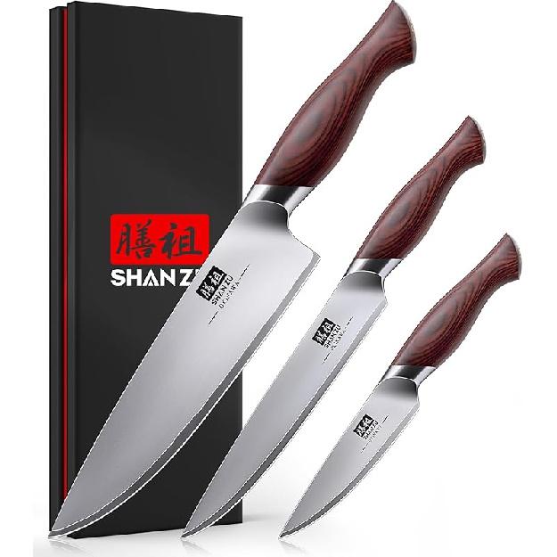 SHAN ZU Chef Knife 8 Inch, High Carbon Japanese 10Cr15Mov Stainless Steel Kitchen Professional Cooking Knife, Ultra Sharp Japanese Knife with