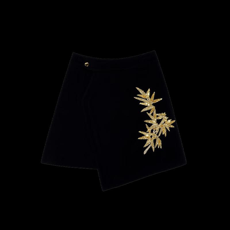 HECO New Chinese Style Embroidered Sequin A-Line Skirt