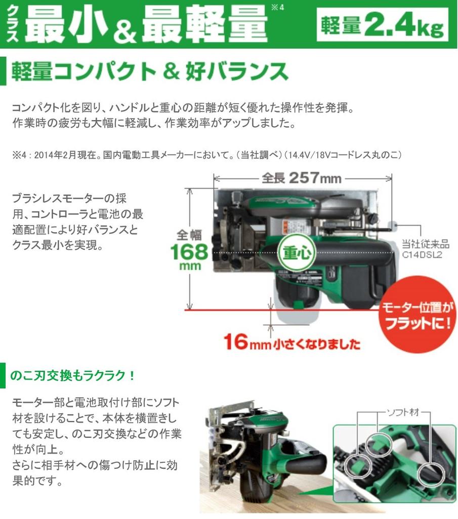 HIKOKI Cordless Circular 125mm Blade with Battery and Charger Sold Body 14.4V Saw, Rechargeable, Diameter, Blower, Separately, Only, C14DBL(NN)