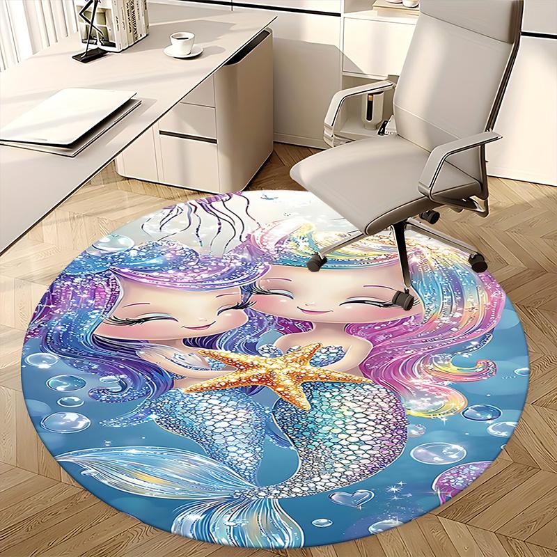 Mermaid Tail Chair Mat - Round Carpet for Home Decor