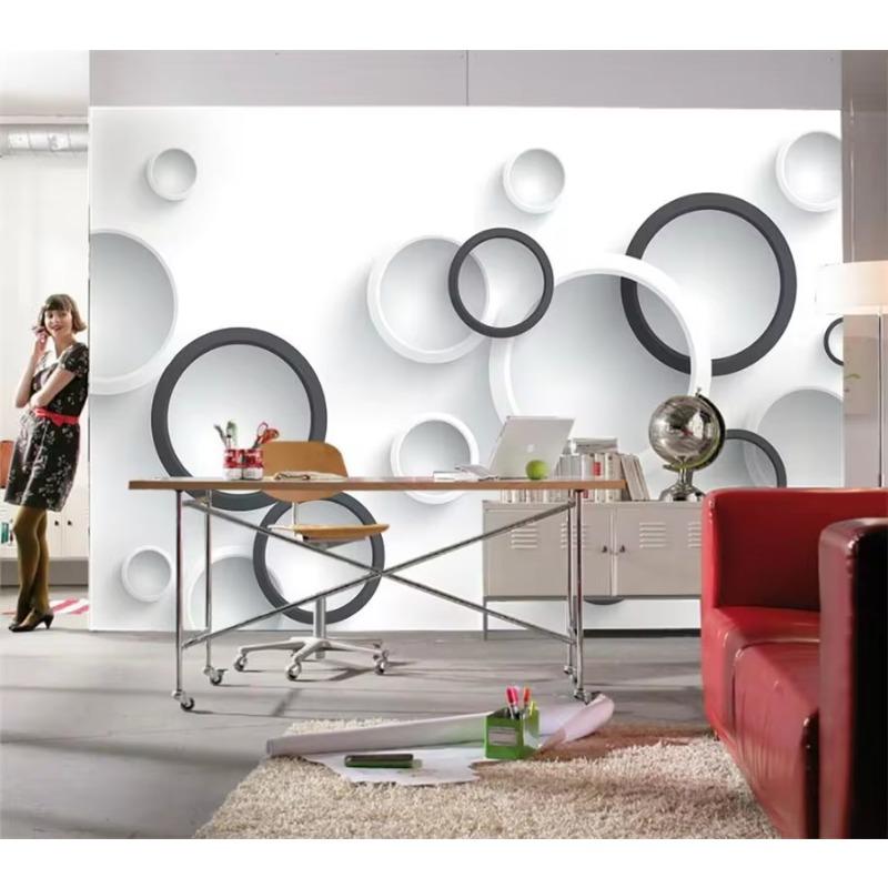 

Обои Простые 3D Черно-белые Стерео Круглые ТВ Фон Стена Гостиная Спальня Ресторан Украшения Фреска 200 cm(W) x 140 cm(H)