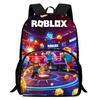 15-Inch Roblox Cartoon Backpack, Large Capacity Back Support Backpack with Front Pocket, Suitable for Unisex Children Aged 5-8