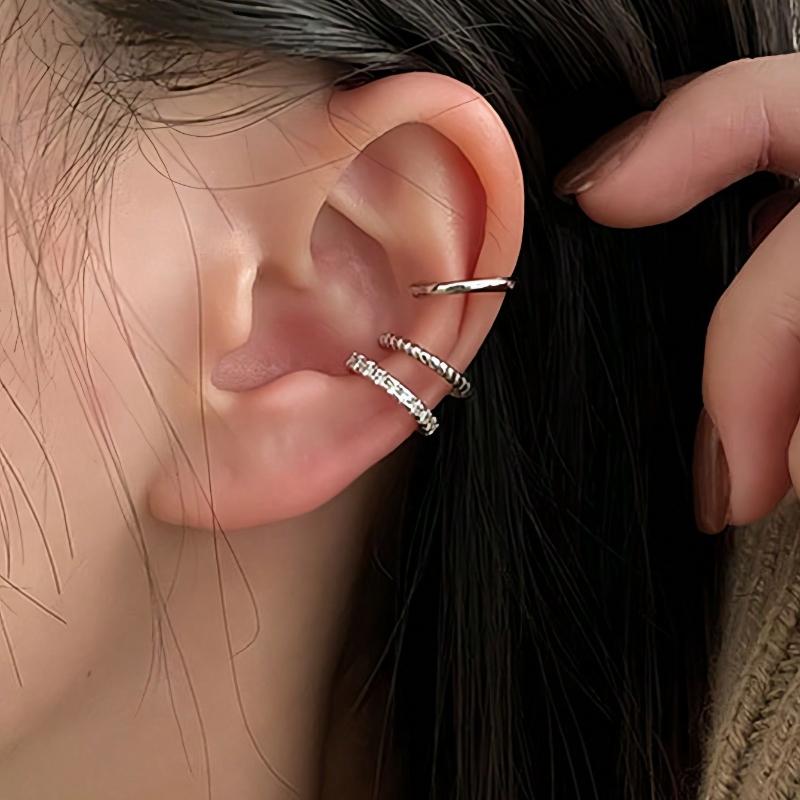 1 Set 3pcs Minimalist Vintage C-Shaped Rhinestone Clip-On Earrings, Suitable for Women Daily, Festivals and Banquets