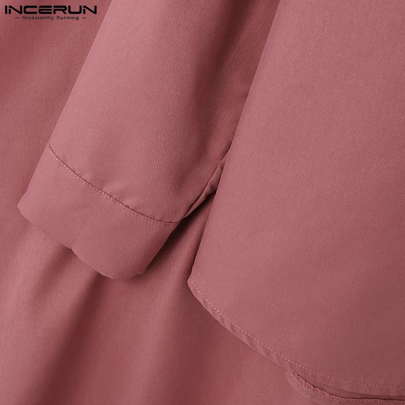 INCERUN Camisas irregulares con botones y mangas largas para hombre, de primavera