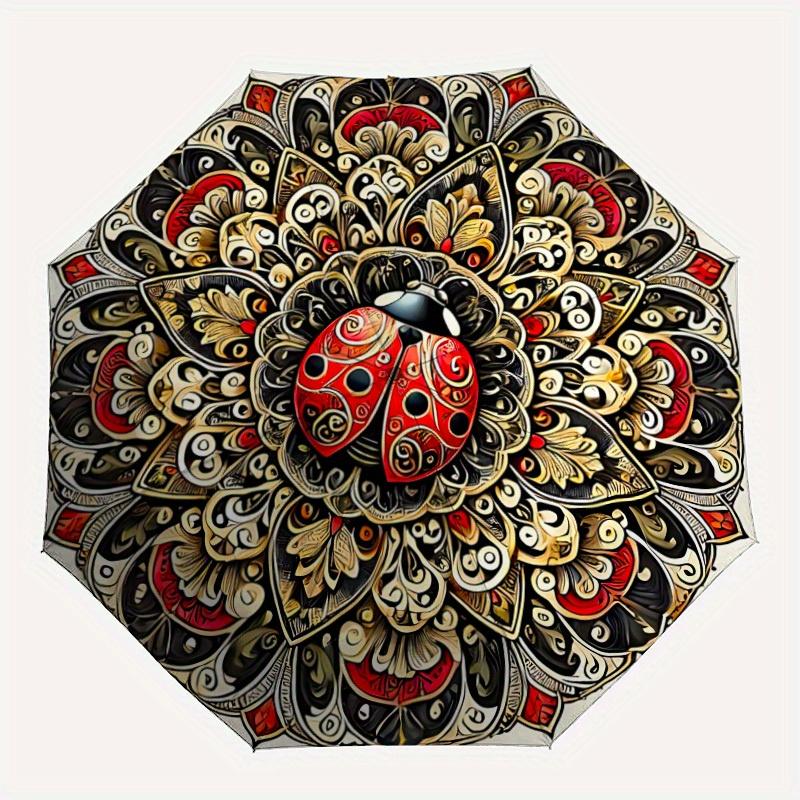 

1pc Ladybug Mandala Automatic Opening/closing Umbrella with Auto Open/Close, Windproof, Foldable Sunshade yy250811153