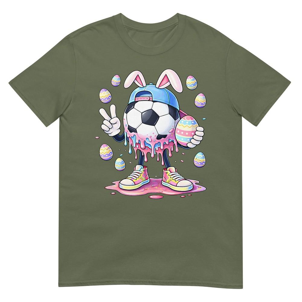 Soccer Rabbit Bunny Egg Drip Sport Easter Day Boys Kids Tshirt