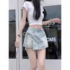 Spicy Girl Plus Size High-Waisted Lace-Up Denim Skirt for Women - Petite Irregular Two-Piece Summer Design