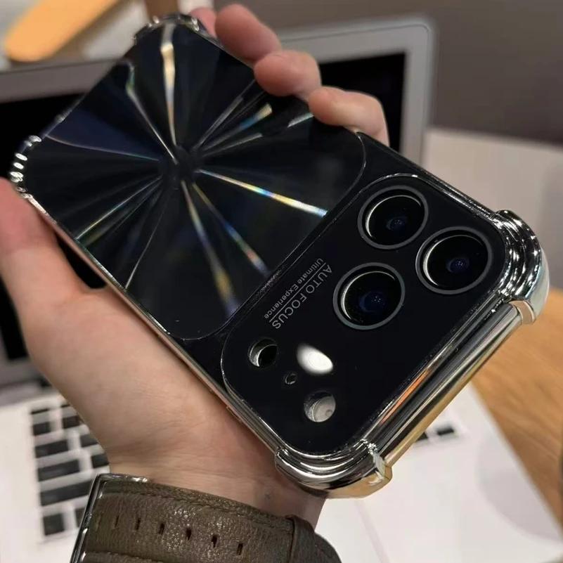 New 6D Colorful Laser Aurora Case For iPhone 13 14 15 16 17 Pro Max Air Soft Bumper Shockproof Glass Camera Hard PC Cover