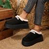 Warm Plush Thick Bottom Outdoor Slippers Women 2025 Winter Chunky Platform Wedge Heel Non Slip Indoor Slippers Furry House Shoes