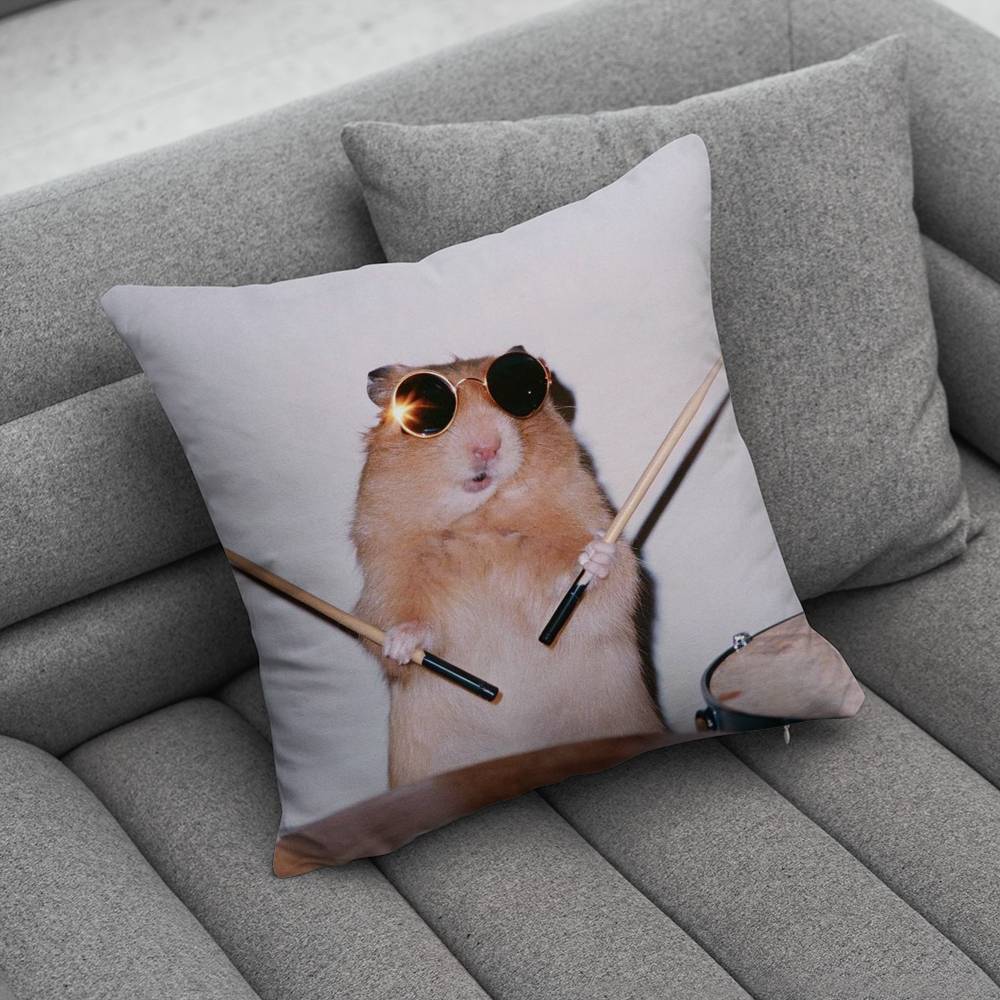 Cute Hamster Pillow Case For Home Bedroom Car Office Decoration Living Room Sofa Cushion Cover Suitable