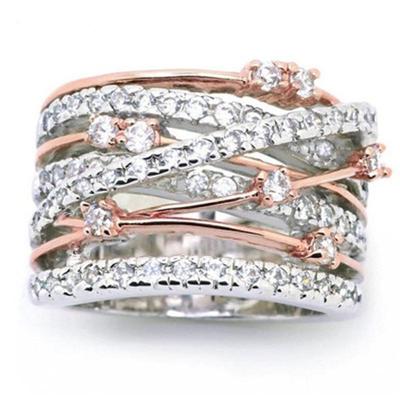 Chenrui Wish Flash Diamond Zircon Ring - European & American Creative Women's Cross Color Design