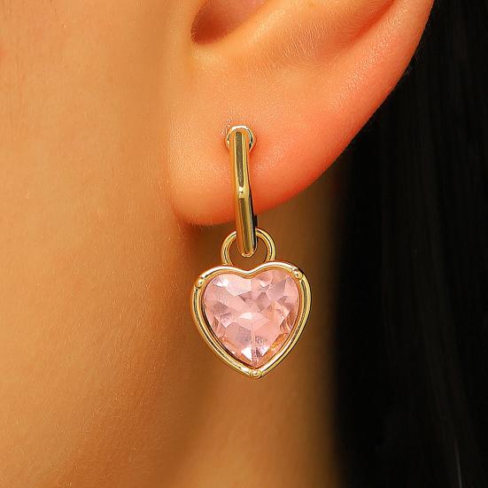 Yousheng 1 Pair Drop Earrings, Detachable Pendant Design Women Earrings, Heart Rhinestones Inlaid Versatile Earrings for Jewelry