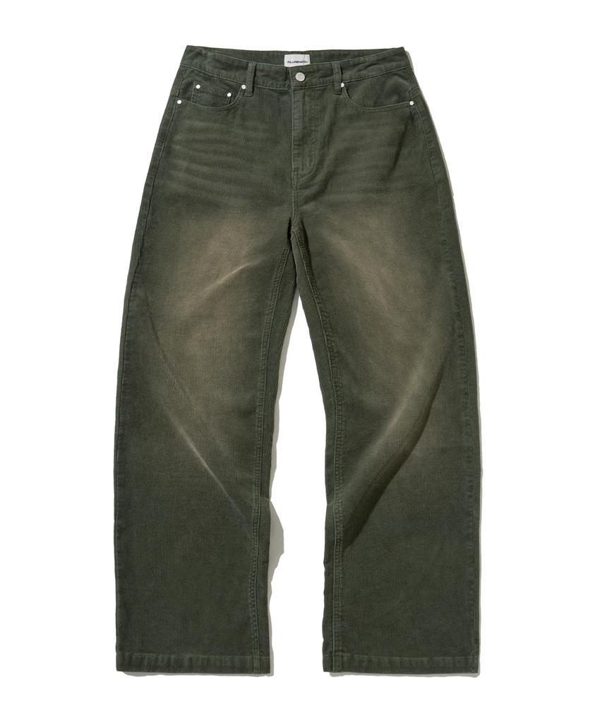 Pantalons en velours côtelé délavé vintage FILLUMINATE - Kaki