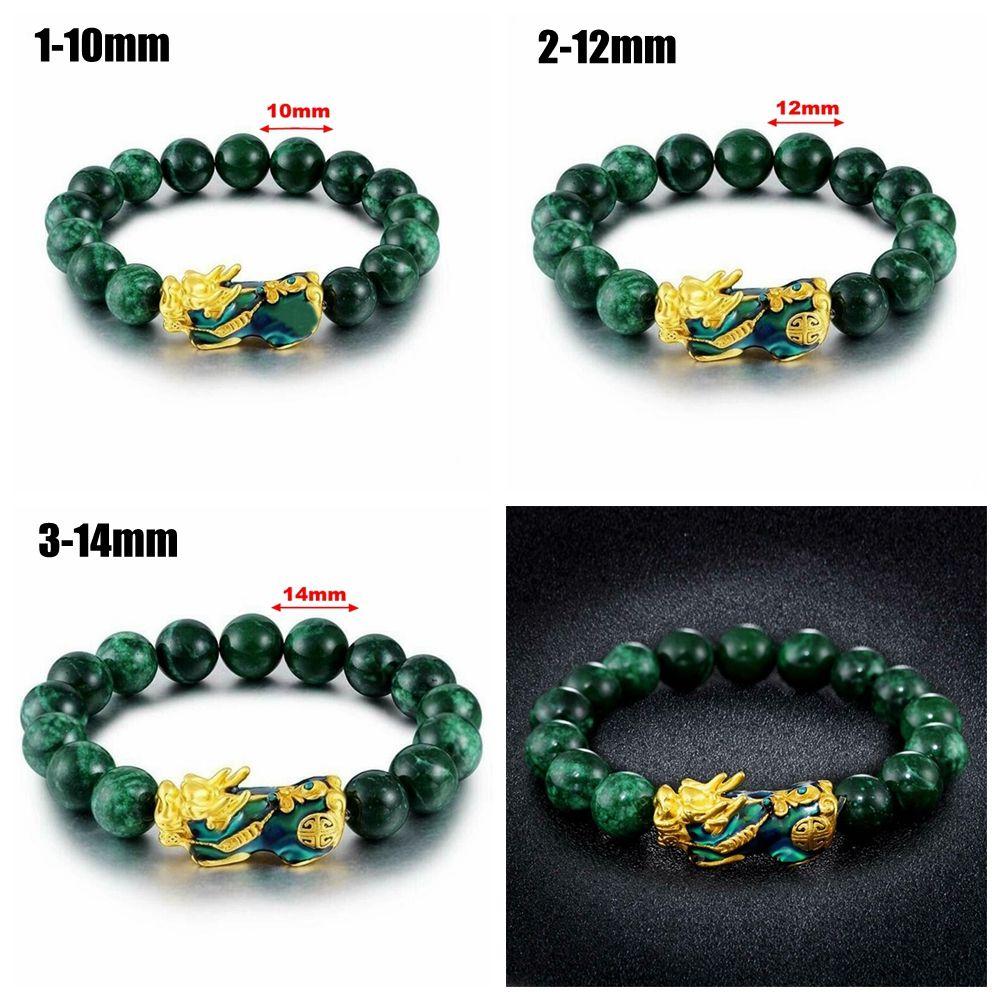 Stretchable Elastic New Blessing Jewelry Amulet Feng Shui Bracelet Bead Wristbands Green Obsidian Bangle Golden Pixiu Bracelet