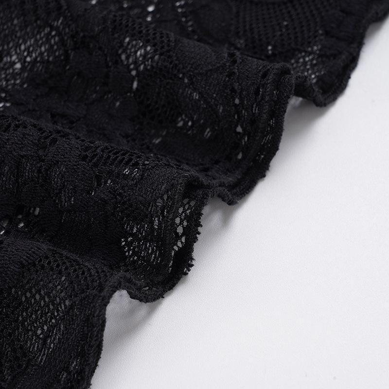 European Elegant Off-Shoulder Lace Patchwork Cropped Top - Slim-Fit Women's Style, Short-Sleeved.