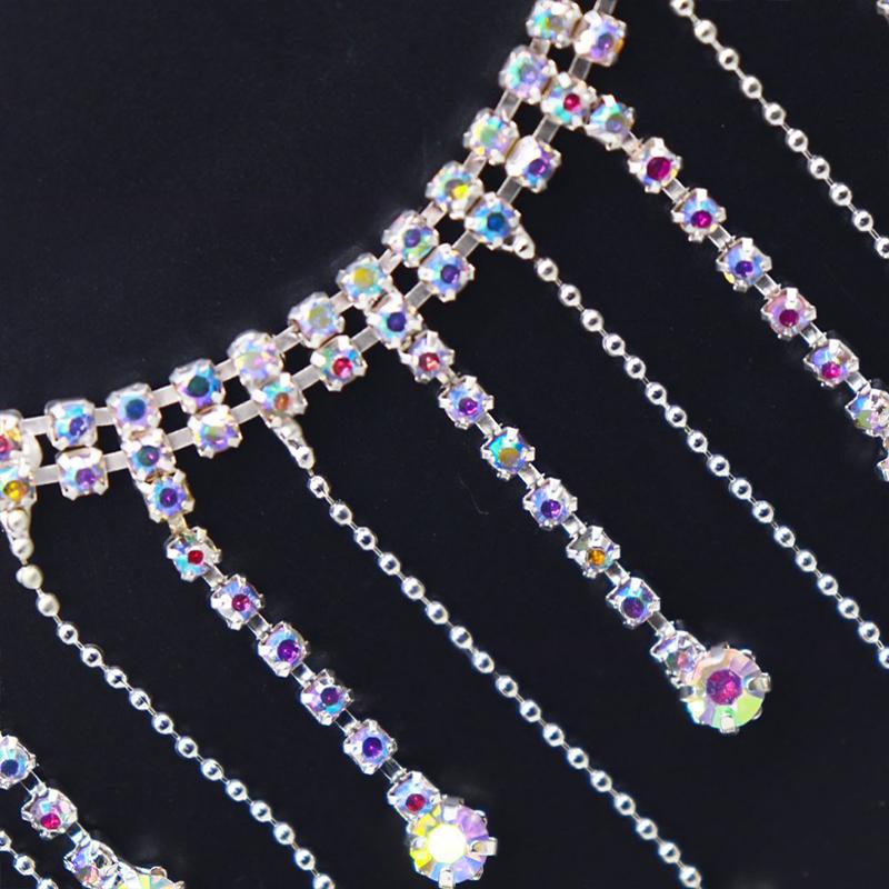 90Cm Crystal Rhinestone Tassel Claw Chain Sewing Glue On Clear Rhinestone Fringe Trim Chain Decorative Craft Wedding Dress Diy
