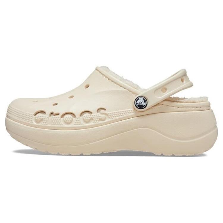 (WMNS) Crocs Baya Platform Lined Clog Beige Women s 208708-11S EU 36-37