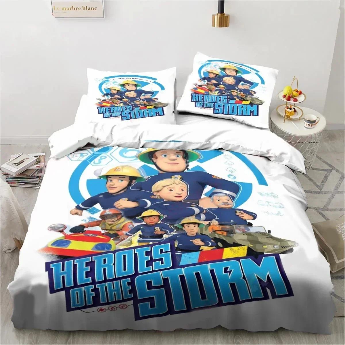 

Мультфільм Пожежний Сем Іграшки Комплект постільної білизни Підодіяльник Постільний комплект Підодіяльник Наволочка Підодіяльник king Queen Size Комплект постільної білизни для дорослих хлопчиків AU Double 180x210cm