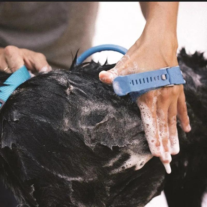Haustier-Badesprühdüse Schlauch Hundeduschkopf Hand-Silikon-Massagebürste Katzen Hunde Reinigungswaschzubehör