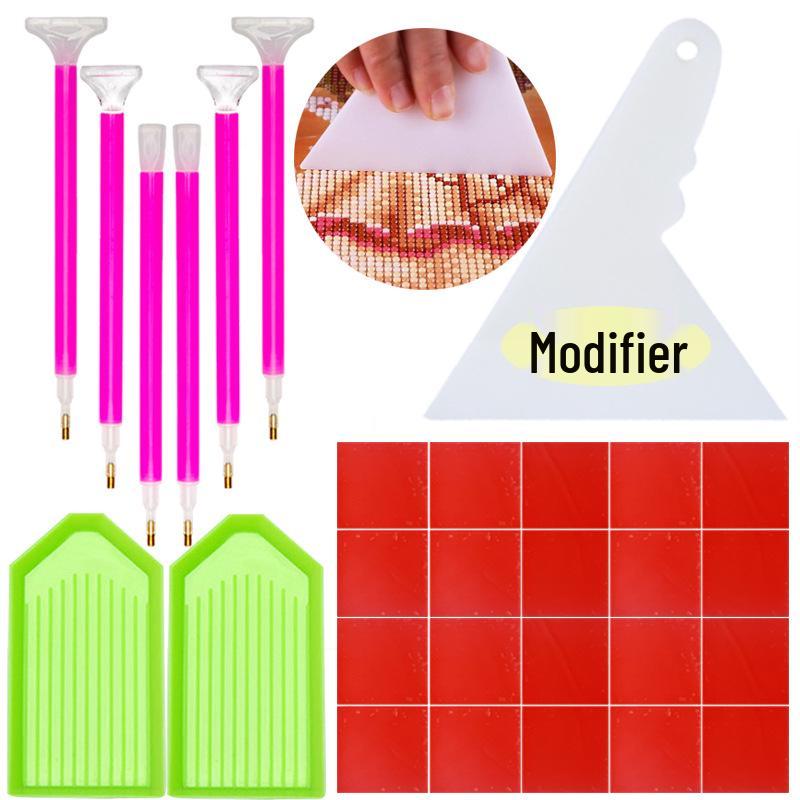 DIY-Diamant-Malerei-Werkzeugset: Punktierplatte, Ton & Aufkleber-Set für Kreuzstich-Basteln
