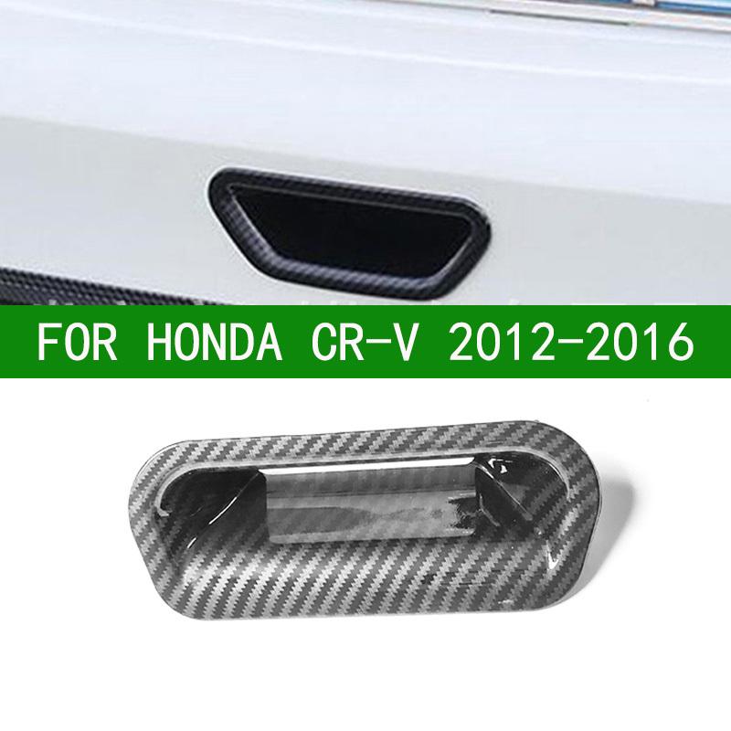 For 2012-2016 Black Carbon Fiber Pattern Trunk Boot Door Bowl Cover Bezel Trim CRV 2013 2014 2015