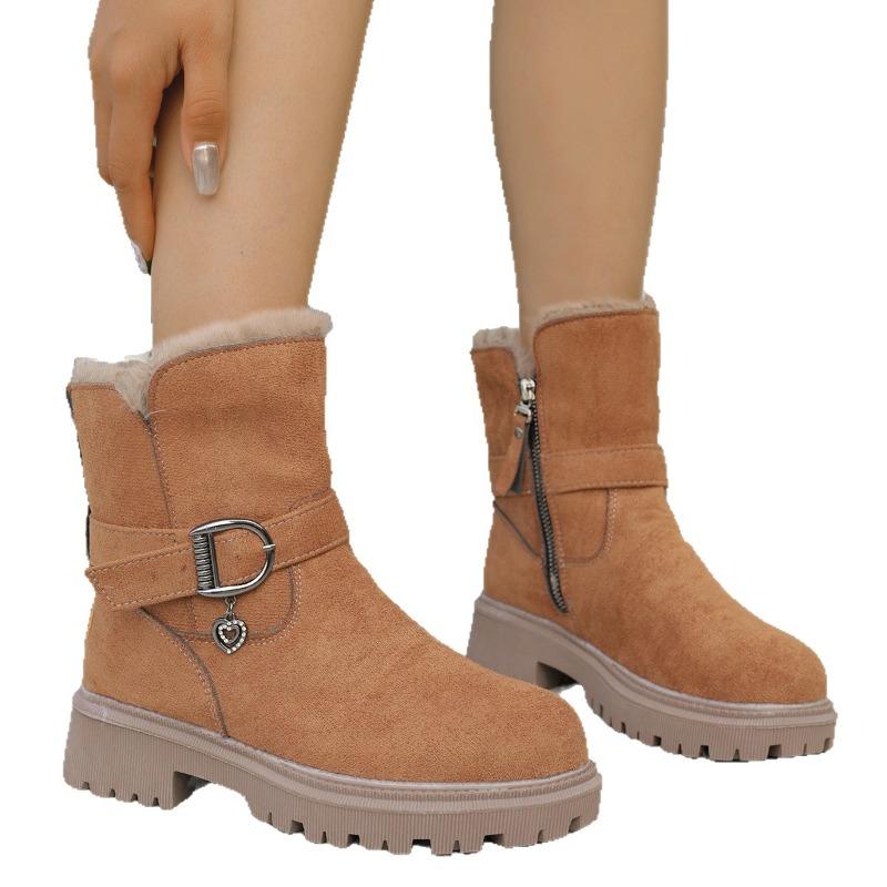 Außenhandel große Größe Schneestiefel Damen Winter neu seitlicher Reißverschluss gefüttert dicker Absatz warm Baumwollschuhe Damen
