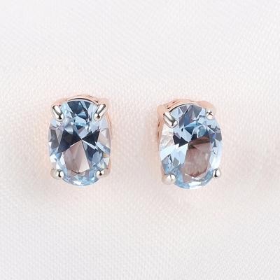 925 Sterling Silver Topaz Earrings For Women Created Gemstone Solitaire Oval Stud Ear Earrings Trend Halloween Fine Jewelry