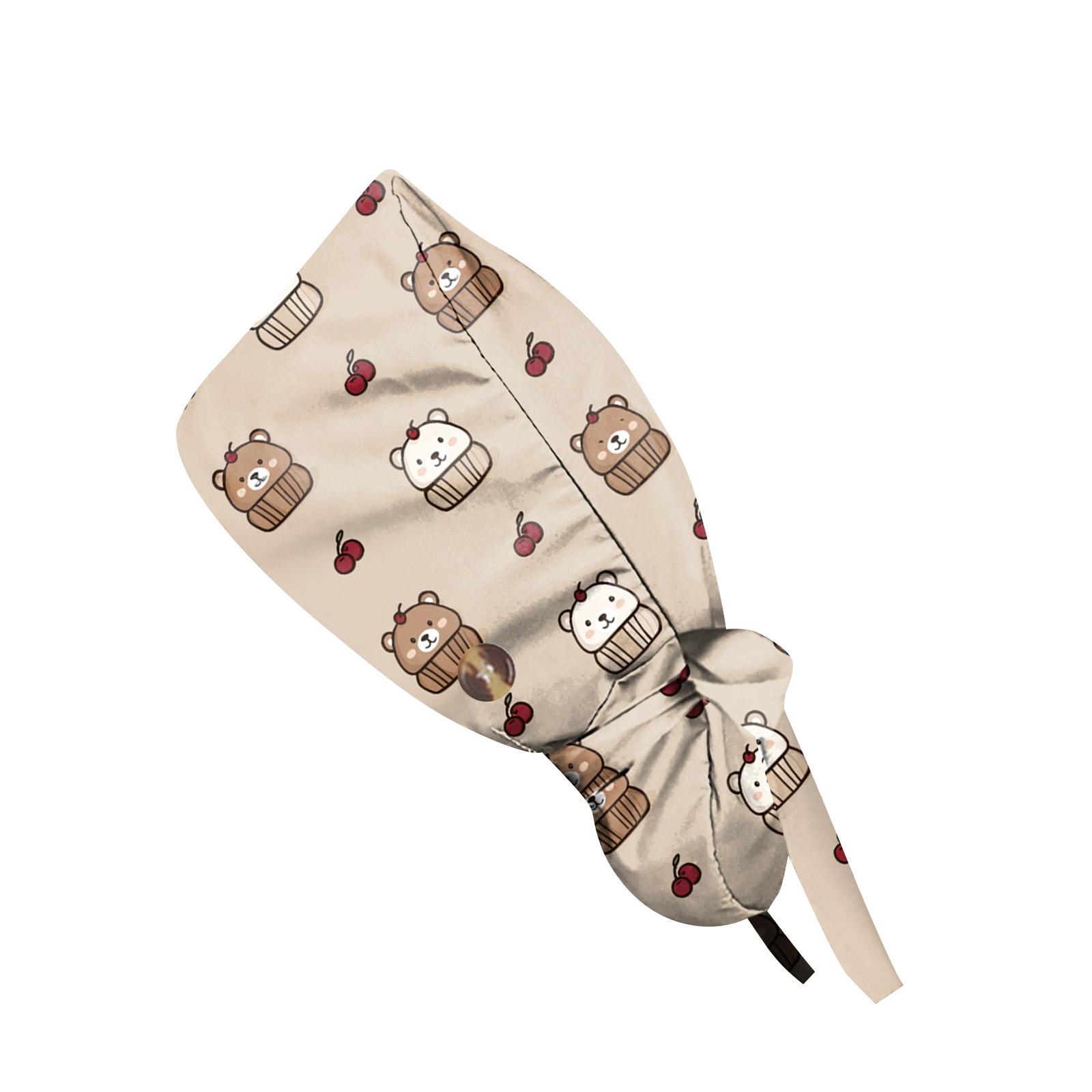 

Adjustable Printed Scrub with Ice Cream Pattern Soft Fabric Reusable Hat for Unisex Use in Settings one size