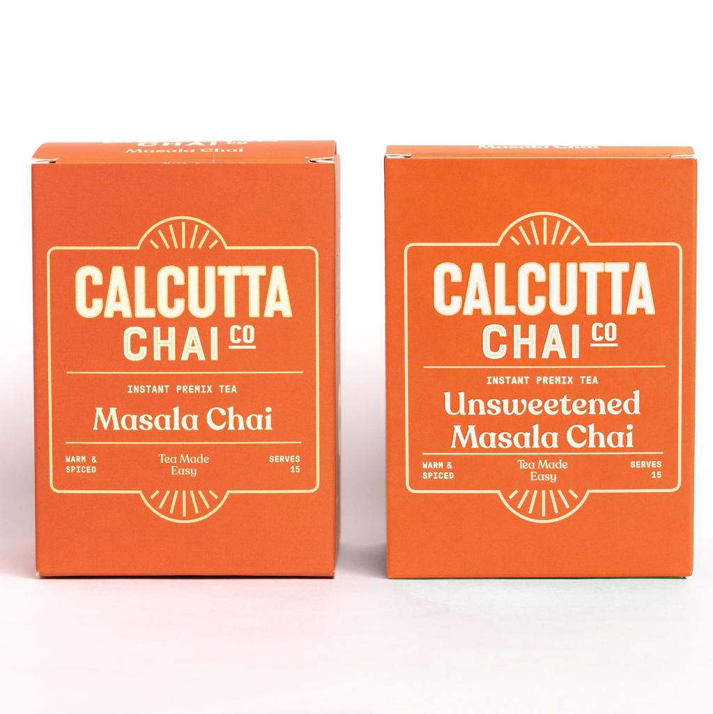 Calcutta Chai Co Masala Chai | Unsweetened Masala Chai | 420 Gram - Pack Of 2 Combo | Instant Tea Premix | 30 Sachets | Low Sugar & Zero Added Suga