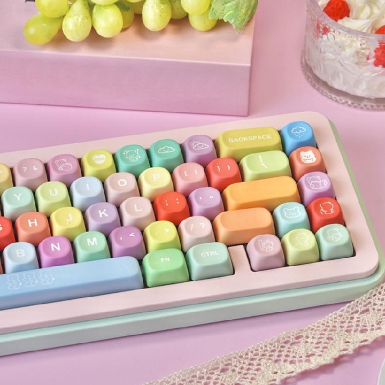 Full Set 132Key PBT Keycaps 5 Sideds Sublimations Printing MOA Height For Mechanical Gaming Keyboards