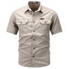 Men's New Summer Thin Short-sleeved Shirt Jacket Men's Solid Color Casual Pure Cotton Outdoor Tooling Shirt Top