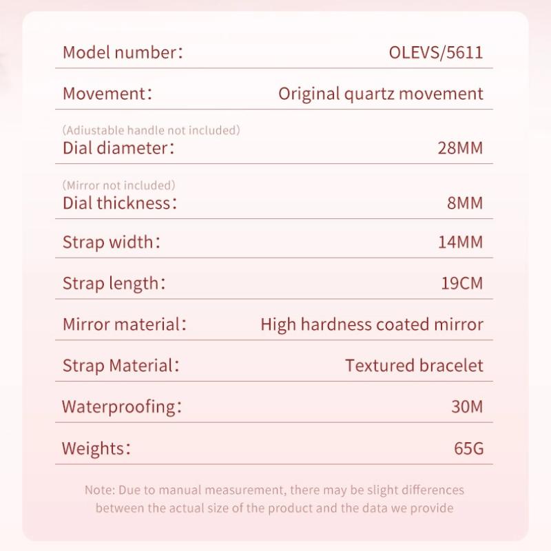 OLEVS Kvarts Klokker for Dame Ultratynn Solid Stållenke Elegant Mote Romersk Skala Auto Dato Vanntett Dameklokker