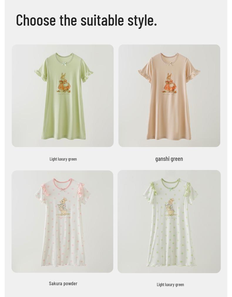 Summer Cartoon Girls' Nightgown - Breathable, Loose-Fit Pajamas for Baby Girls