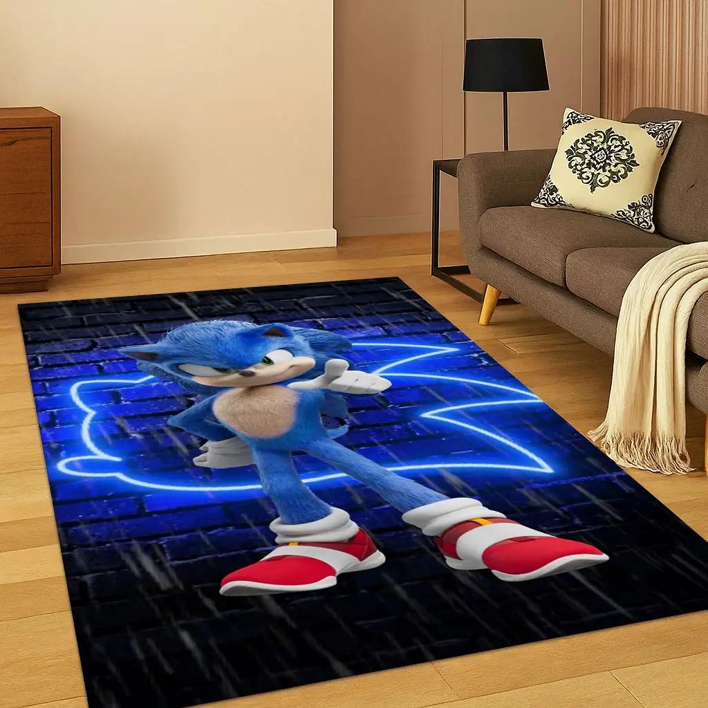 Klasik S-Sonic Oyun Çizgi Film Kirpi Halı Kilim Yatak Odası Oturma Odası Kanepe Ev Dekorasyonu için, Çocuk Alan Halısı Kaymaz Zemin Matı Hediye