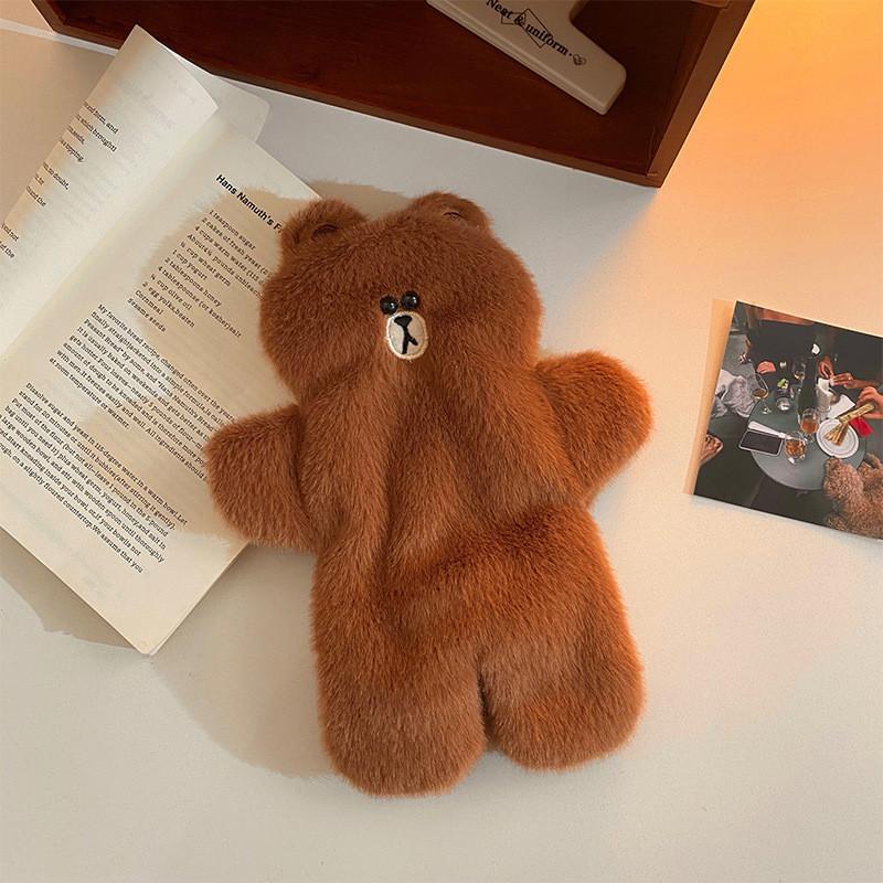 Cute Brown Bear Plush Makeup Bag With Large Capacity For Women And Teens