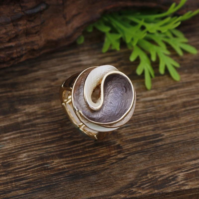 New enamel hollow geometric rose elastic ring women's simple high-end flower ring