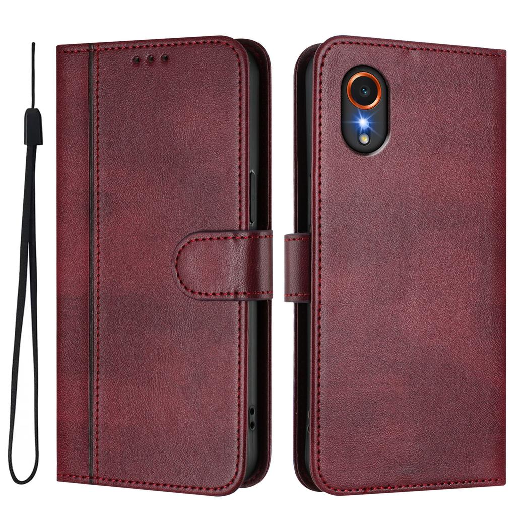For Samsung Galaxy Xcover7 Cases Wallet Stand Retro Texture Leather Phone Cover with Lanyard