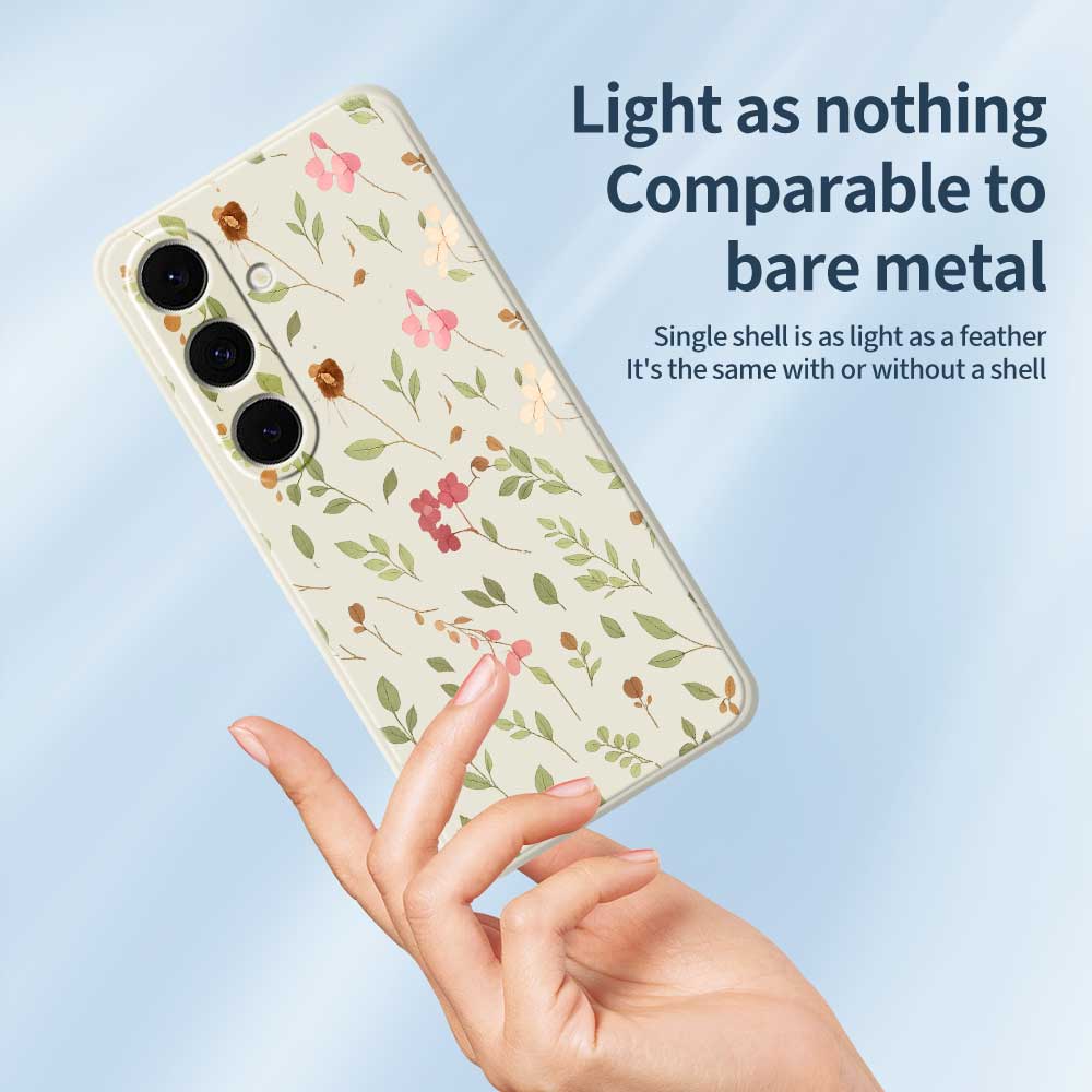 For Samsung Galaxy S25+ Case Small Flower Leaves Pattern Printing Straight Edge TPU Phone Back Cover