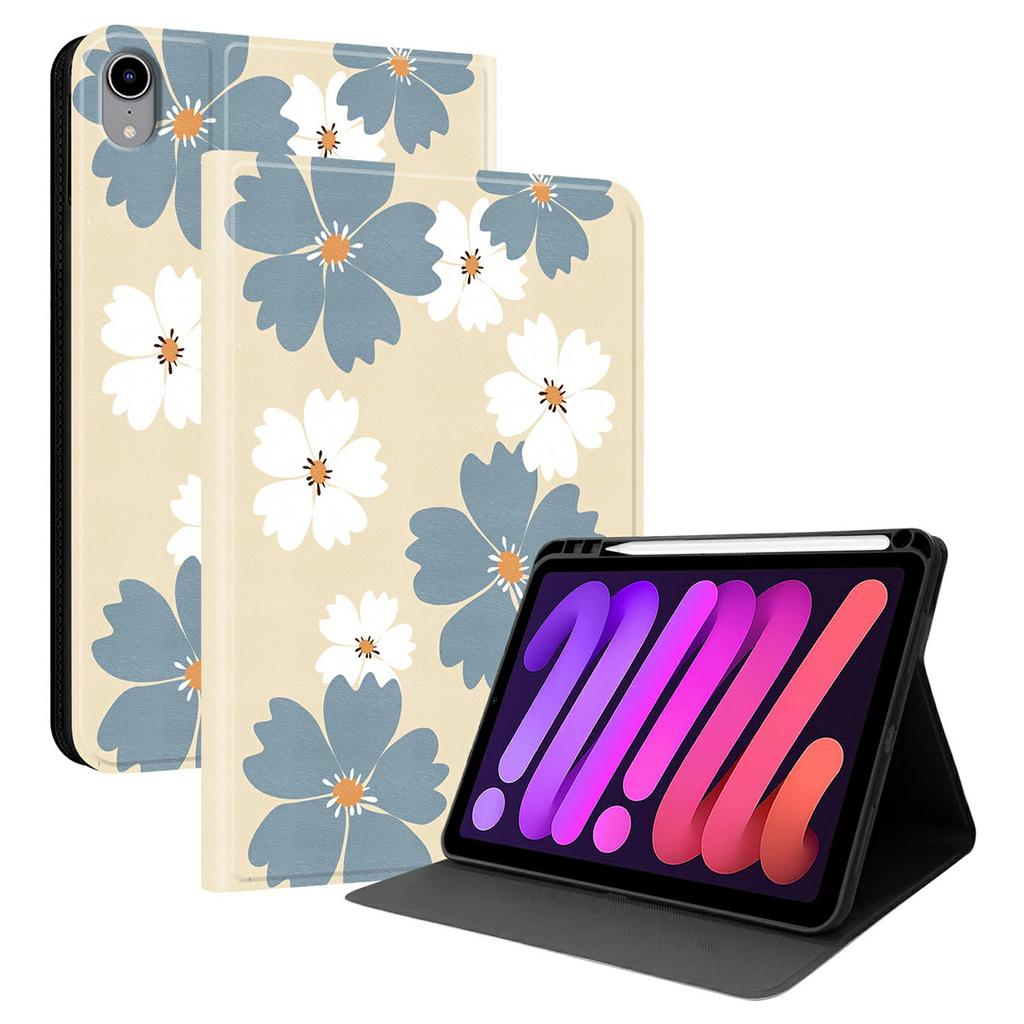 For iPad mini (2024) PU Leather Case Pattern Print Tablet Cover Stand with Pen Slot (Stylus Not Included)