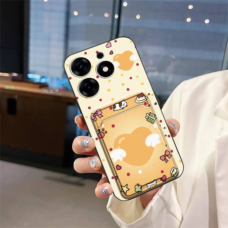 Card Slot Anti-knock Phone Case For Tecno Spark 10 Pro/Ki7 Cartoon TPU Card Sleeve Fashion Design Dirt-resistant Cute