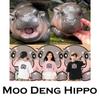 Moo Deng Pequeno Bebê Hipopótamo Estrela Tailândia Bonito Hipopótamo Pigmeu Unissex Menino Menina Criança Crianças Camiseta Estampada Manga Curta Gola Redonda