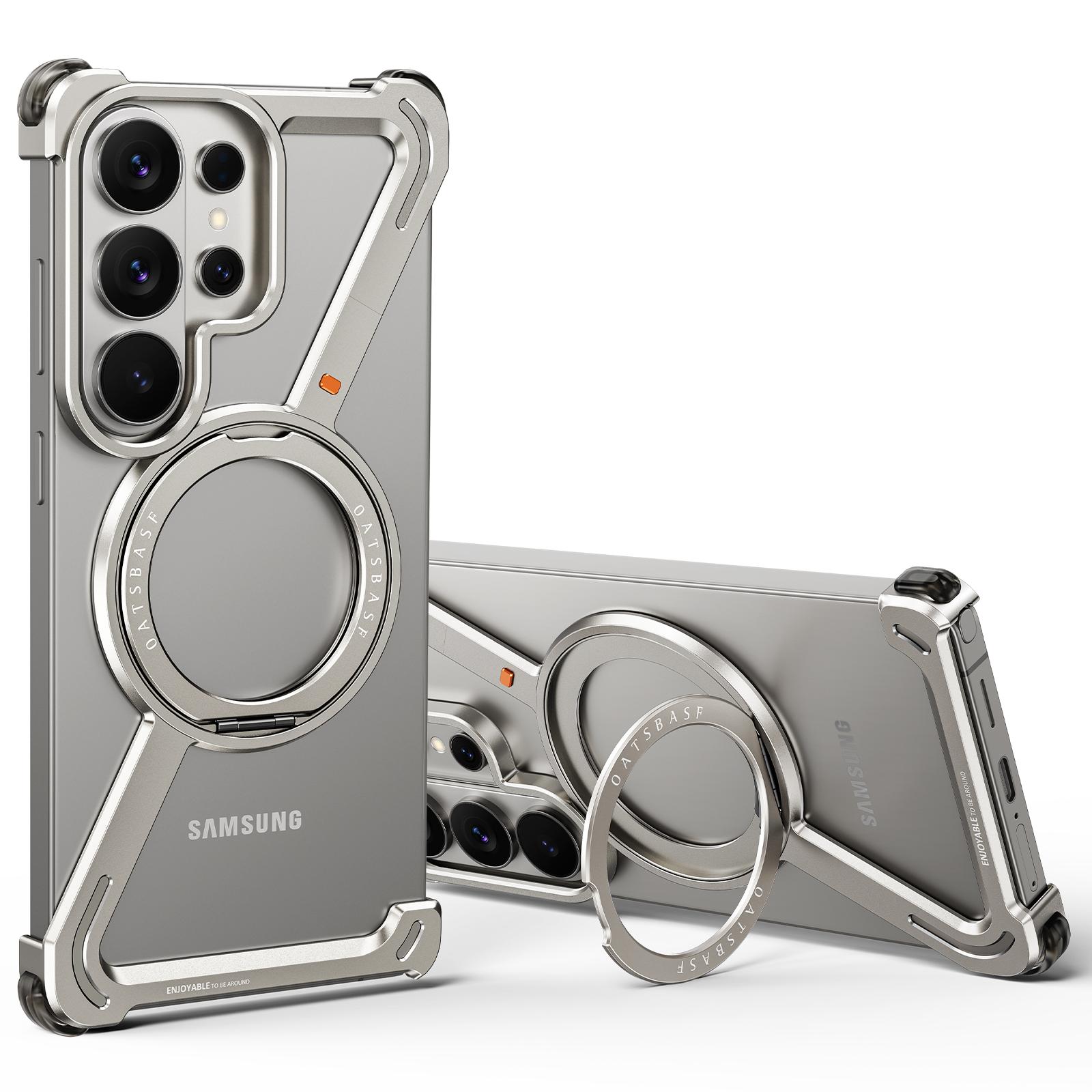 

Eary Z Shape for Samsung Galaxy S26 Ultra Phone Case Frameless Metal Protective Case 360°Rotate Magnetic Stand Shockproof Cover Galaxy S26 Ultra