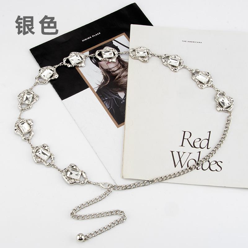 

Ветер Металлическая Цепь Женская Инкрустированная Стразами Аксессуары для Платья Кристальный Ремень Тонкая Цепочка на Талию Женская