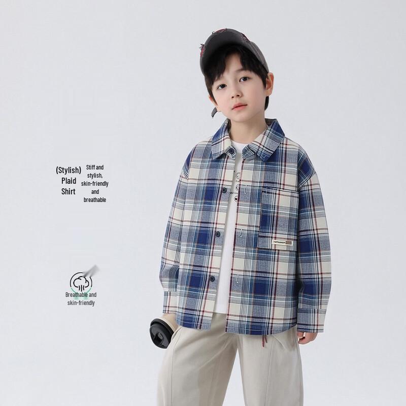 

Boys Long-Sleeve Plaid Cotton Shirt 120