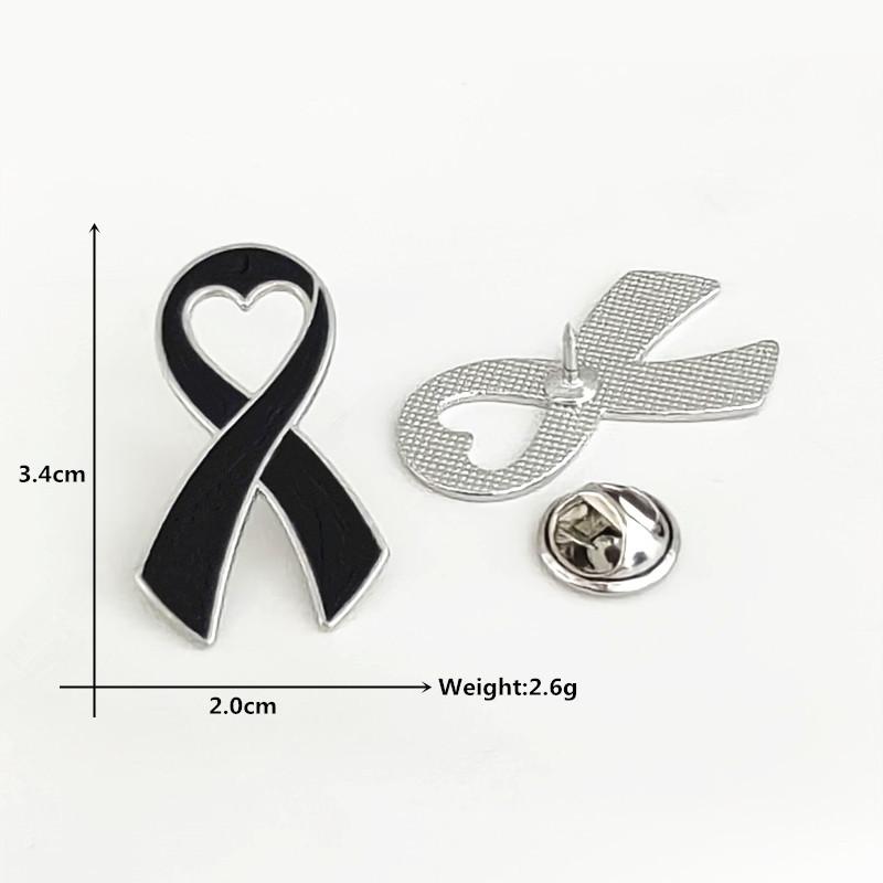 Memorial Brooch, Black Ribbon Badge, Clothing Accessory Pin, Black Mourning Badge