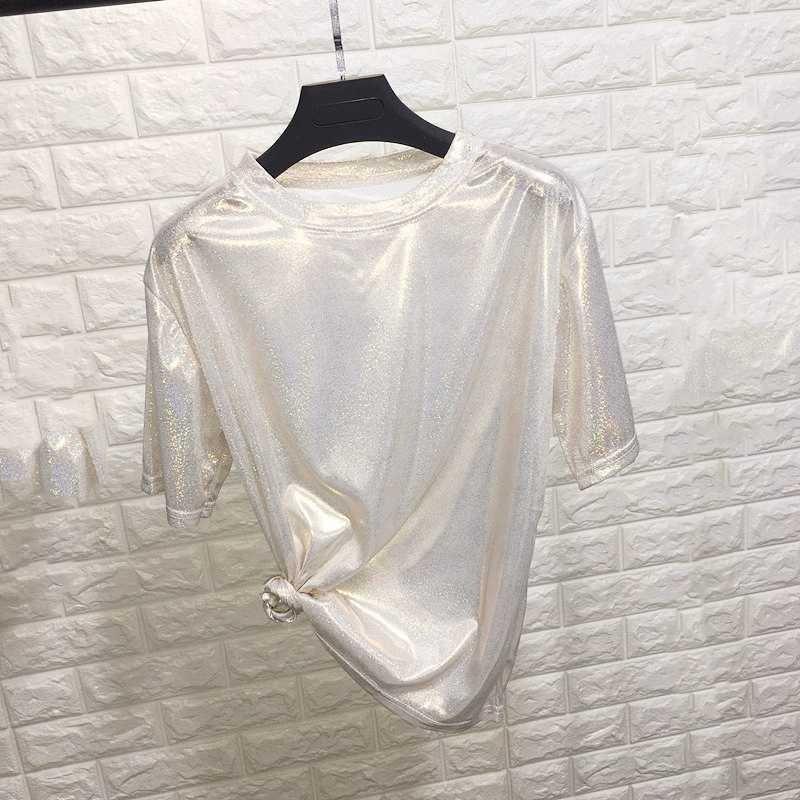 Loose Shirt Women's Sparkle Reflective Short Sleeves