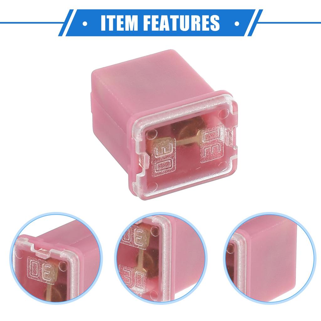 Eine ABSOPRO 10 Stück Box Mini Box Sicherung 30A Universal Pickup Truck Auto SUV Langlebig Kunststoff Metall Pink