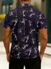 Golf Stick Figure Print Short Sleeve Polo Shirt, Casual Stylish Men's Top