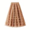 Falda halter de malla para mujer, falda larga plisada de sari de hadas, primavera y otoño